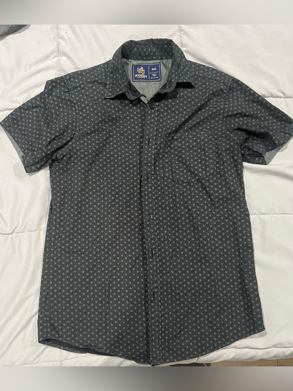 Rugby by Polo Short-Sleeve Button-Down Shirt - Charcoal Geo Print